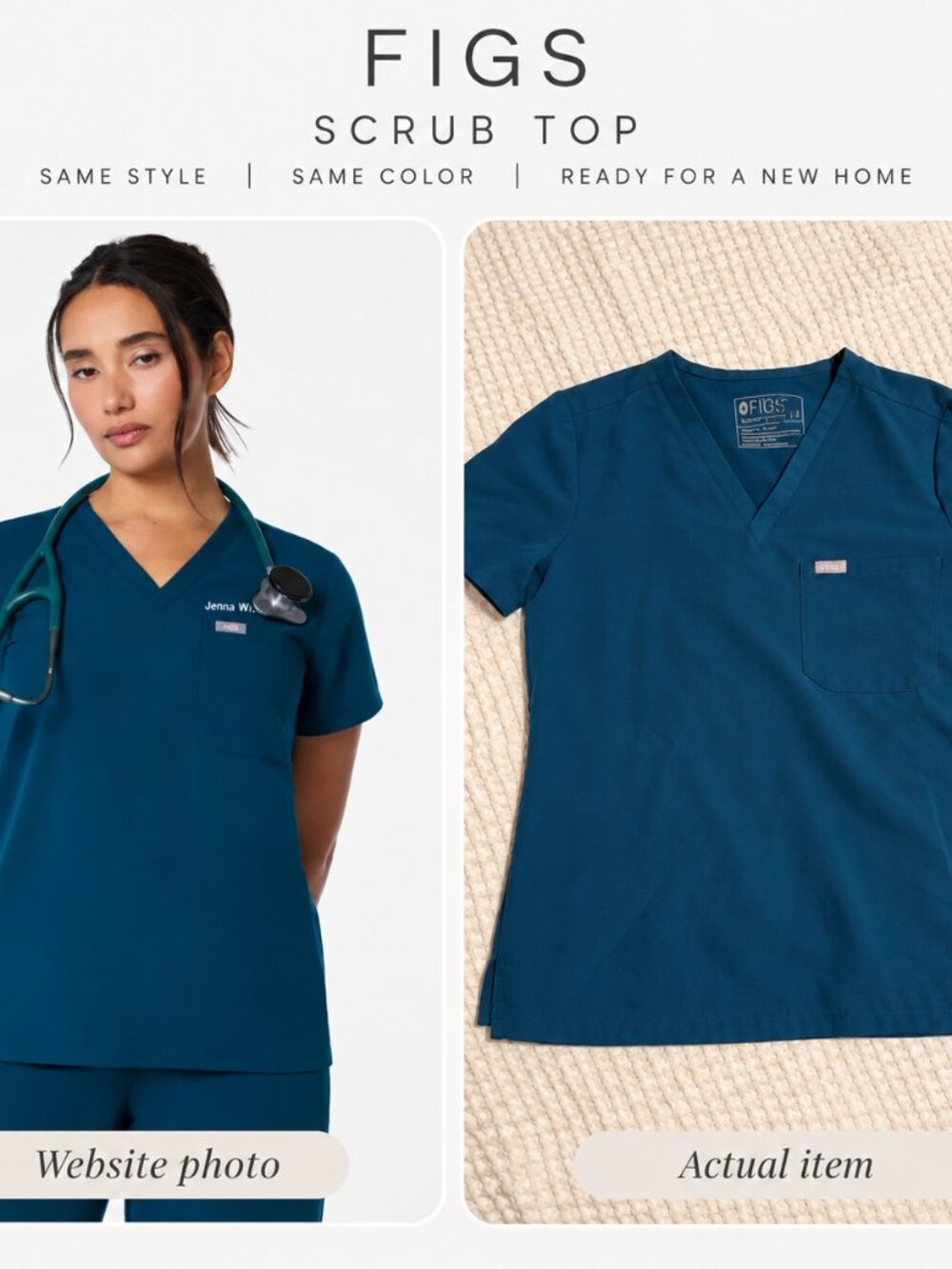 FIGS Catarina Scrub top, DEEP REEF, Medium
